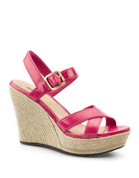 Ugg Jackilyn Leather Wedge Sandals In Pink Lyst