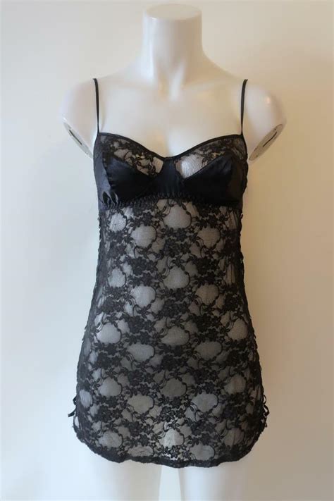 WOMENS VICTORIA S SECRET BLACK LACE LINGERIE CHEMISE Gem