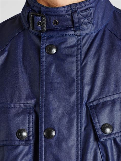 Belstaff Circuitmaster Waxed Cotton Biker Jacket In Indigo Blue For