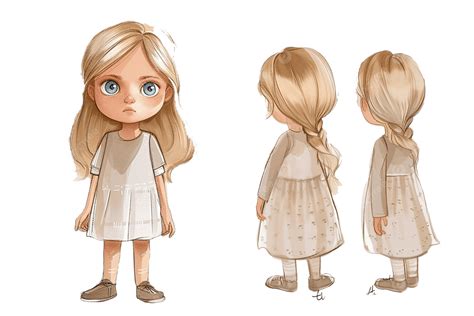 Personnage De Dessin Animé De Petite Fille Blonde Dessin Animé Femme