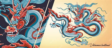 Premium Vector | Vietnamese traditional decoration, vietnamese dragon art, asia dragon art