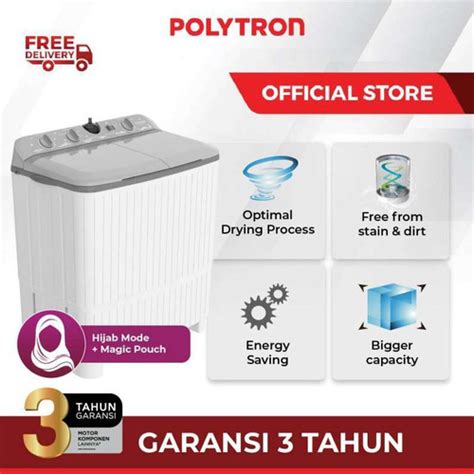 Jual Polytron Mesin Cuci 2 Tabung 8 Kg PWM 8076Y PWM 8076 Twin Tube