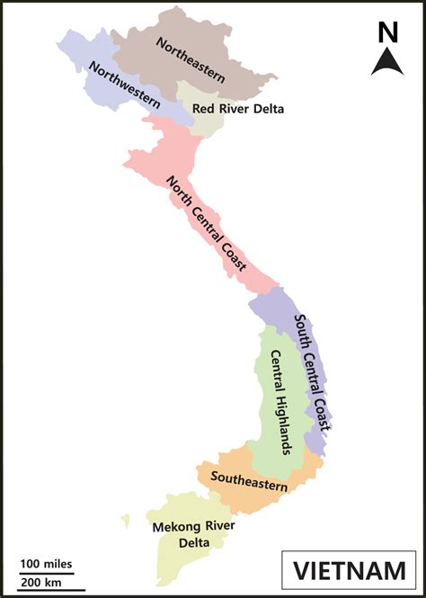 Map Of Vietnam Includes Regions Mekong River Basin Tonle Sap Lake