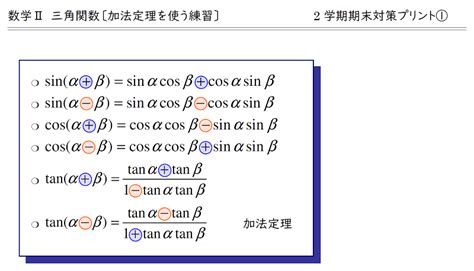 【高校2年数学Ⅱ】三角関数 加法定理を使う練習【2学期期末テスト対策】 赤城 ︎