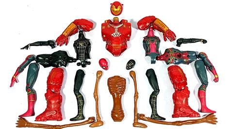 Avengers Toys Assemble Iron Buster Vs Siren Head Vs Black Spiderman