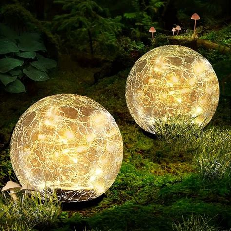 1pc 3 9 4 7 5 9 Garden Solar Lights Cracked Glass Ball Waterproof