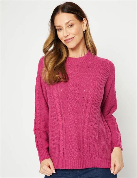 Millers Long Sleeve Cable Front Mock Neck Jumper Crossroads