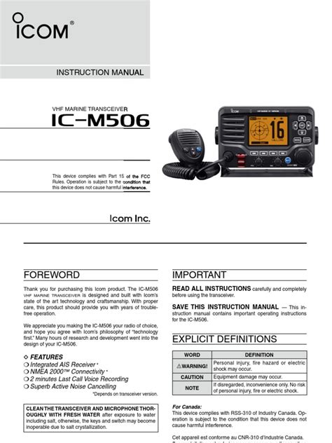 IC M506 Instruction Manual | PDF | Radio | Antenna (Radio)