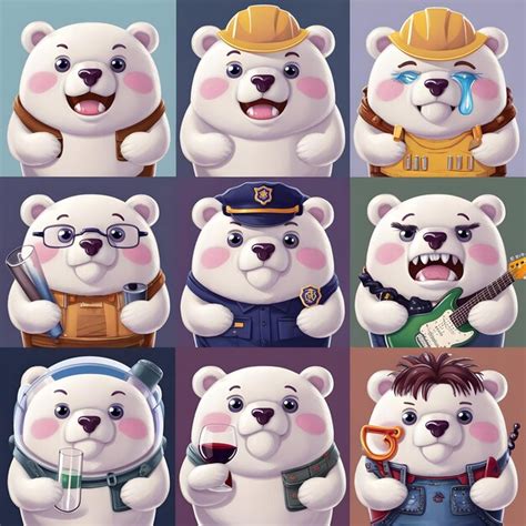 Kawaii Polar Bear Stickers Premium Ai Generated Image