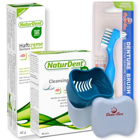 Naturdent Denture Adhesive And Denture Cleaning Tablets Bundle With