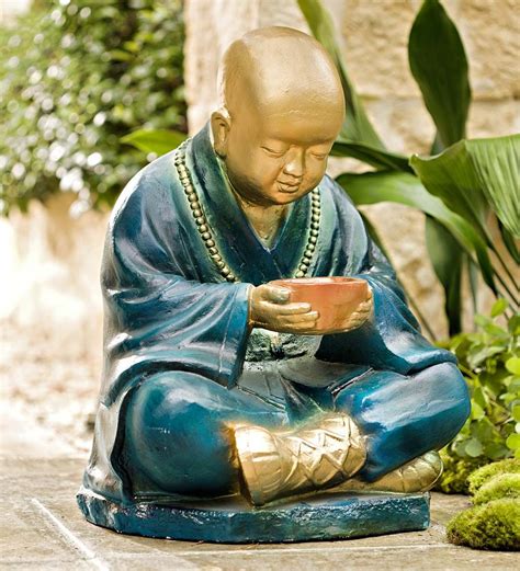 Sitting Monk With Bowl Statue In Garden Statues Statues In Gardens