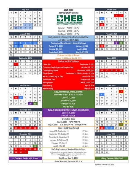 Hurst Euless Bedford HEB ISD Schools Calendar [25-26] - EduCounty