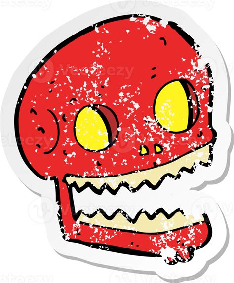 Retro Distressed Sticker Of A Cartoon Spooky Skull 36341777 Png