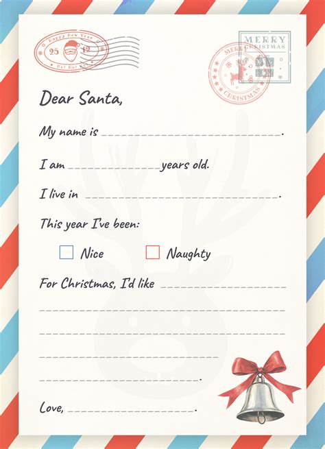 Printable Dear Santa Letter Template Letter To Santa Template Free