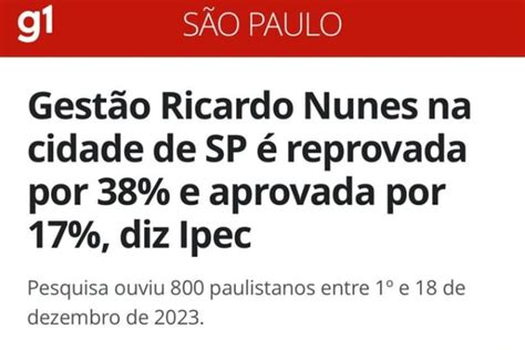 S O Paulo Gest O Ricardo Nunes Na Cidade De Sp Reprovada Por E