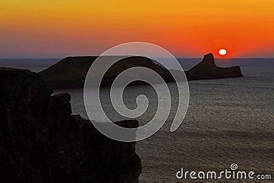 Sunset Over Rhossili Bay And Worms Head Stock Photo - Image: 69361830