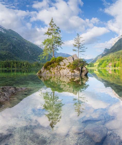 View Of Hintersee Lake In Berchtesgaden National Park Bavarian Alps