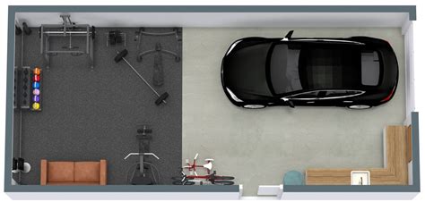 Garage Gym Floor Plan With Couch And Kitchenette Garage Gym Flooring