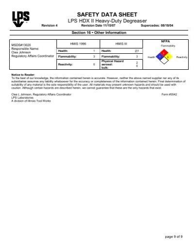 Safety Data Sheet Lps Hdx