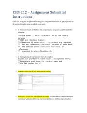 CSIS 212 Assignment Submittal Instructions 2 Rtf CSIS 212