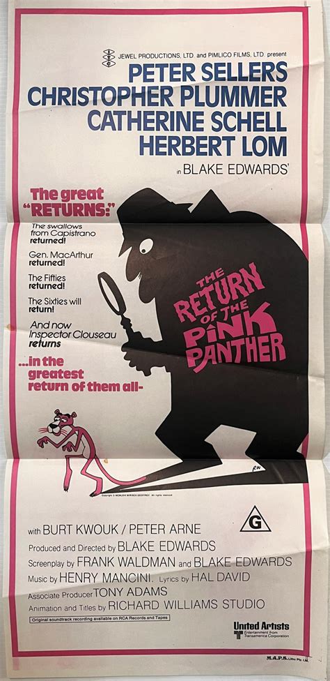 Lot The Return Of The Pink Panther United Artists Starring