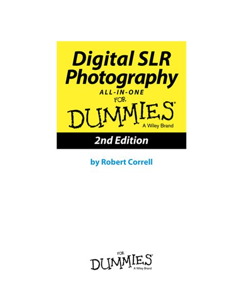 Title Page Digital Slr Photography All In One For Dummies 2nd