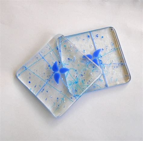 Fused Glass Coasters Set Of 2 Clear Glass By Greenhouseglassworks