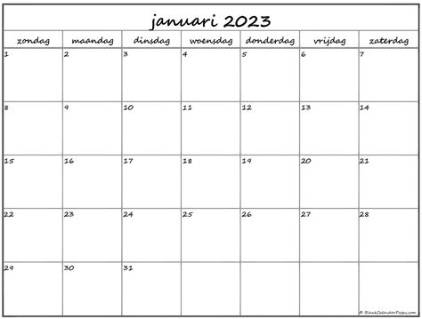 Januari 2023 Kalender Nederlandse Kalender Januari