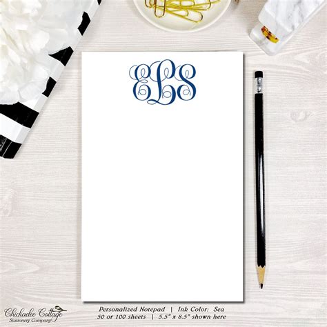 Monogram Notepad Custom Notepad Personalized Notepad Etsy Monogram