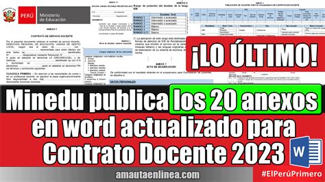 Minedu Publica Los 20 Anexos En Word Para Contrato Docente 2023 ¡lo Último