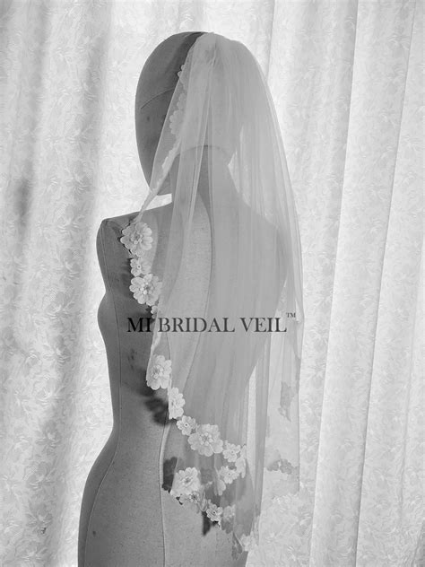 Lace Wedding Veil, Chantilly Lace Veil, Boho Wedding Veil, Romantic