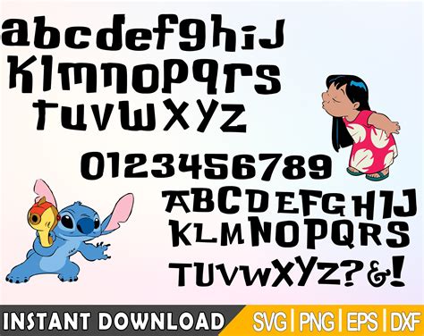 files lilo  stitch font cartoon letters numbers svg etsy australia