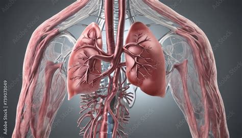 Anatomical Illustration Of Human Lungs And Bronchial Tree Stock