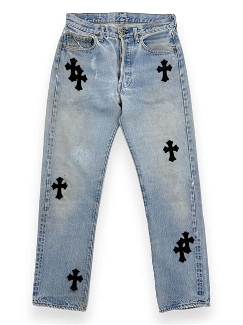 Chrome Hearts Blue Cross Patch Levis Denim Jeans