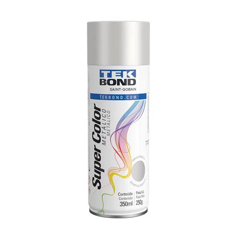 Tinta Spray Prata Brilhante - Tinta spray aerossol Super Color Metálica Prata brilhante 350ml Tekbond ...