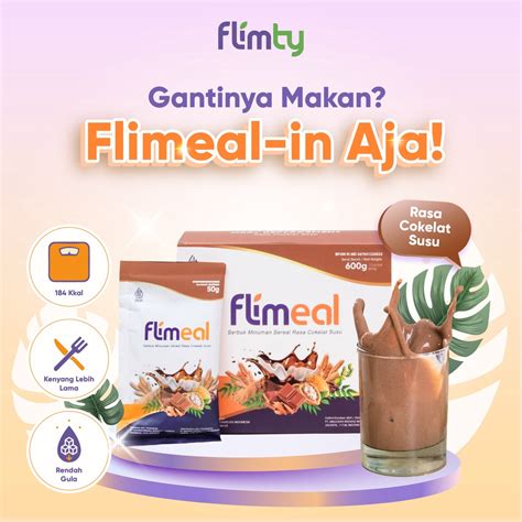 Jual Flimeal Meal Replacement 1 Box Isi 12 Sachet Coklat Susu