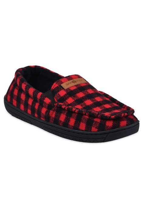 Mens Holiday Plaid Mocassin Slipper With Velour Lining Onestopplus