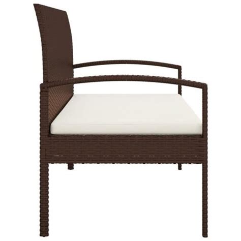 LEX Banc de jardin avec coussin marron 105 cm résine tressée Qqmora