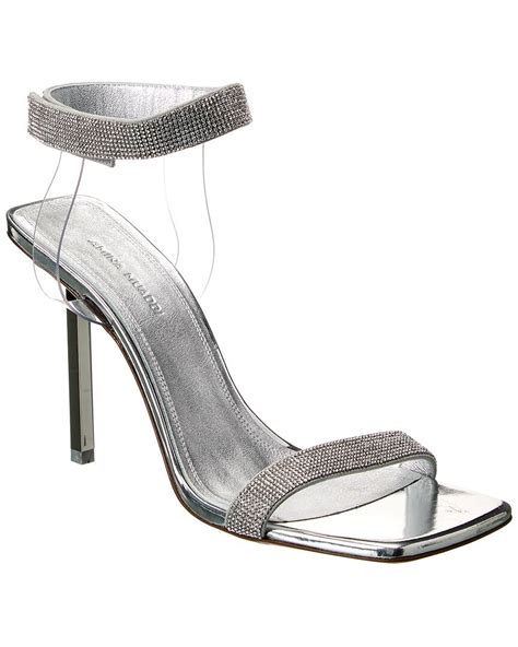 Buy Amina Muaddi Rih Vinyl Leather Sandal Silver At Off