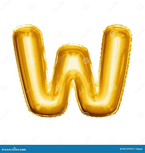 Balloon Letter W D Golden Foil Realistic Alphabet Stock Image Image