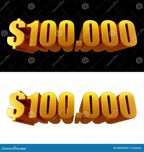 100000 Dollars Gold Metallic 3D Text Isolated on Black Stock ...