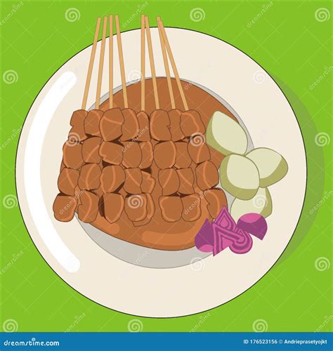 Vector Illustration Of Indonesian Chicken Skewers Sate Ayam Stock