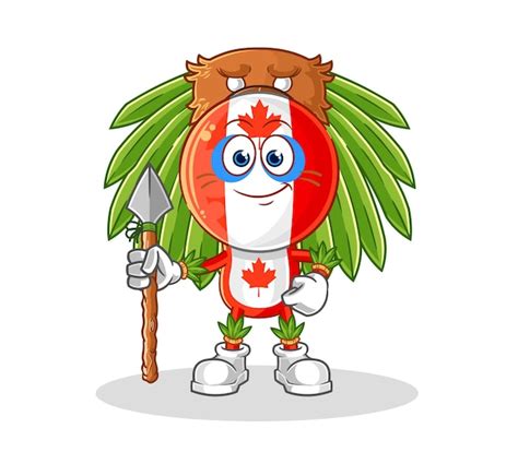 Premium Vector Canada Flag Head Tribal Man Mascot Cartoon Vector