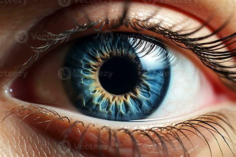 Human eye with blue color in extreme close up shot. AI Generated ...