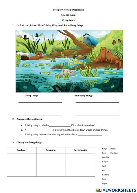 Ecosystems Online Worksheet For Graded 4 You Can Do The Exercises