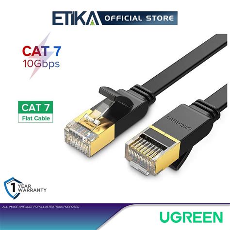 Ugreen Nw Ethernet Rj Cat Stp Flat Lan Cable Black Gbps