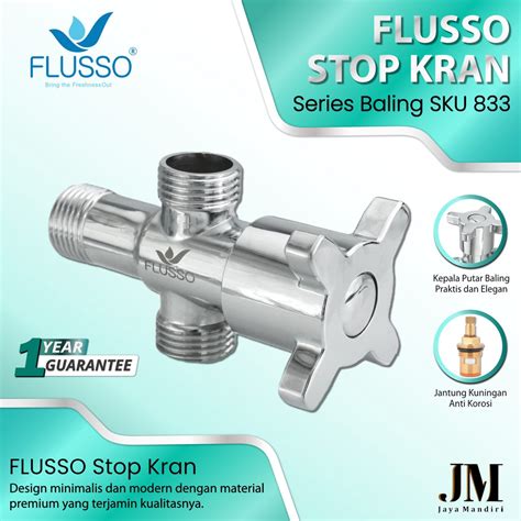 Jual Flusso Stop Kran Double Baling Stop Kran Kloset Cabang Stop Kran