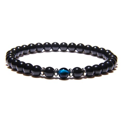 Bracelet Homme Perle Onyx Bracelet Pierre Lithotherapie