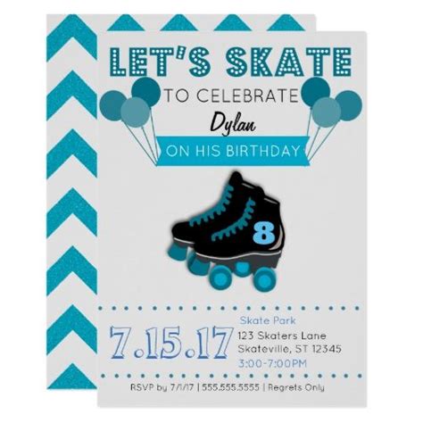 Roller Skating Birthday Invitations Invitation Templates Zazz