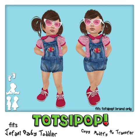 Second Life Marketplace Totsipop Grow Up Set Puffy Denim Overall Shorts